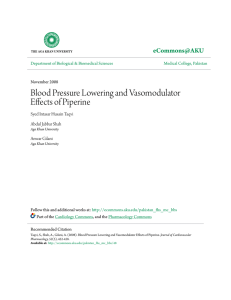Blood Pressure Lowering and Vasomodulator Effects of Piperine
