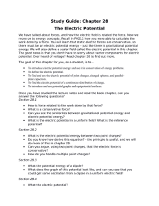 Study Guide: Chapter 28 The Electric Potential