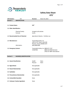 Safety Data Sheet KTS - Magruder Check Sample Program