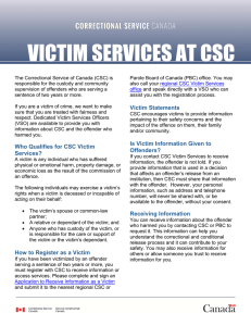 VICTIM SERVICES AT CSC