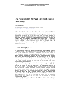 The Relationship between Information and Knowledge