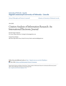 Citation Analysis of Information Research