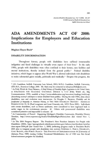ADA AMENDMENTS ACT OF 2008: Implications