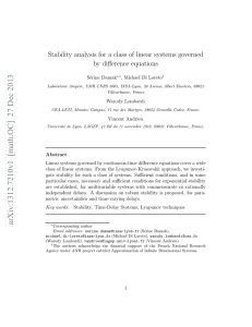 Stability analysis for a class of linear systems governed by difference