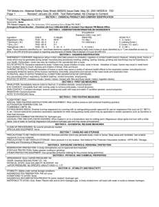 TW Metals Inc. Material Safety Data Sheet (MSDS) Issue Date: May