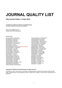 Journal Quality List