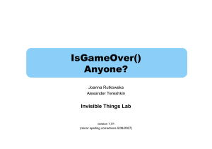 IsGameOver() Anyone? - Invisible Things Lab