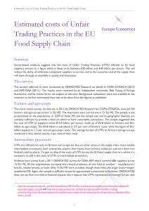 Estimated costs of Unfair Trading Practices in the EU Food Supply