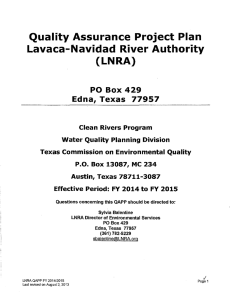 Quality Assurance Project Plan Lavaca