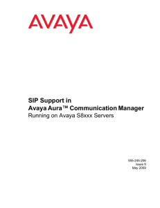 SIP Support in Avaya Aura™ Communication Manager Running on