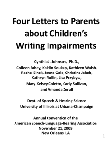 Four Letters to Parents about Children`s Writing Impairments