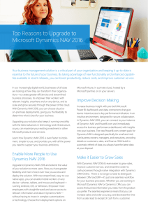 Top Reasons to Upgrade to NAV 2016