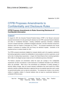 CFPB Proposes Amendments to Confidentiality and Disclosure Rules