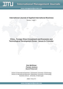 China, Foreign Direct Investment and Economic and Technological