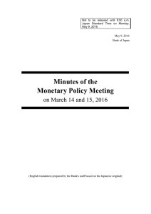 Minutes of the Monetary Policy Meeting on March 14 and 15, 2016
