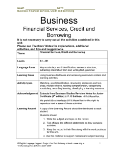 Business Studies Topic - English Language Support Programme