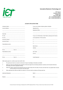 Account Application Form - Innovative Electronic Technology