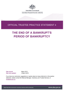 the end of a bankrupt`s period of bankruptcy
