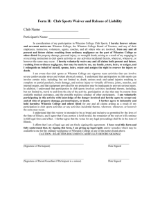 Club Sports Waiver and Release of Liability