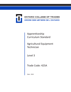 Apprenticeship Curriculum Standard Agricultural Equipment