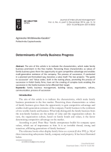 Determinants of Family Business Progress