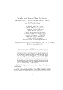 Particles with Negative Mass: Production, Properties and