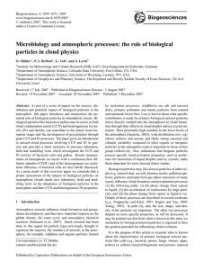 Microbiology and atmospheric processes: the role