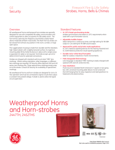 Data Sheet FX85001-0341 -- Weatherproof Horns and Horn