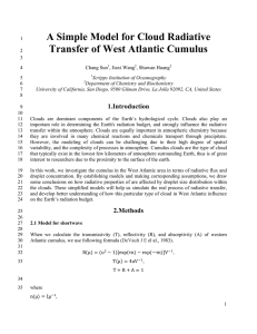 Report- A Simple Model for Cloud Radiative Transfer of West