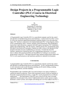 Design Projects in a Programmable Logic Controller (PLC) Course