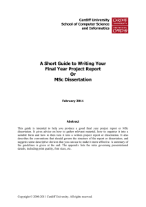 A Short Guide to Writing Your Final Year Project Report Or MSc