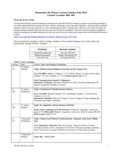 HUM 1B Fall 2015 Lecture Syllabus REVISED 7 October 2015