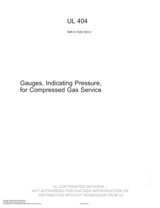 UL 404 Gauges, Indicating Pressure, for Compressed Gas Service