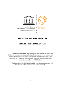 Memory of the World Register Companion
