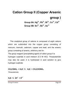 Cation Group II (Copper Arsenic group )