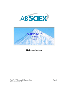 PeakView™ 1.0 Software Release Notes