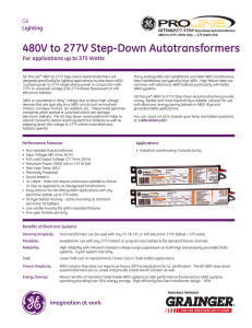 480V to 277V Step-Down Autotransformers