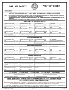 fire life safety pre-test sheet