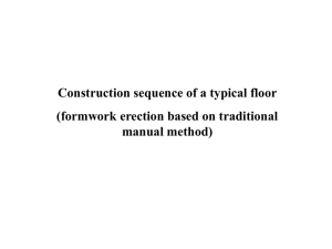 Construction sequence of a typical floor (formwork erection based