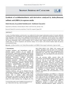 IRANIAN JOURNAL OF CATALYSIS Synthesis of arylidinebarbituric