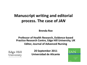 Manuscript writing and editorial process. The case of JAN
