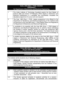 DUAL [ MS (ENG.) + PHD] DEGREE ORDINANCE for Department of