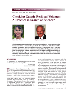 Checking Gastric Residual Volumes: A Practice in Search of Science?