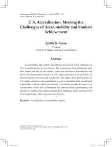 U.S. Accreditation: Meeting the Challenges of Accountability and