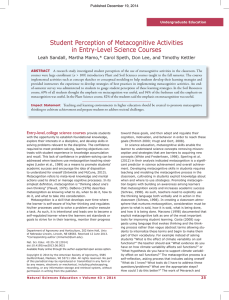 Student Perception of Metacognitive Activities in Entry