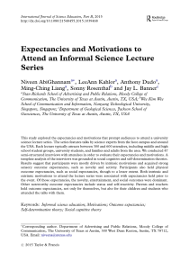 Expectancies and Motivations to Attend an Informal Science Lecture