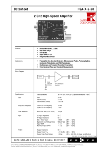 Datasheet HSA-X-2-20 2 GHz High-Speed Amplifier