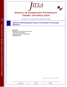 Editorial: Methodological Issues In Information Technology Research