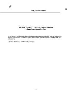 GE TLC ProSys™ Lighting Control System Guideform Specification