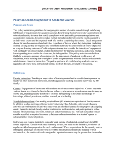 Policy on Credit Assignment to Academic Courses